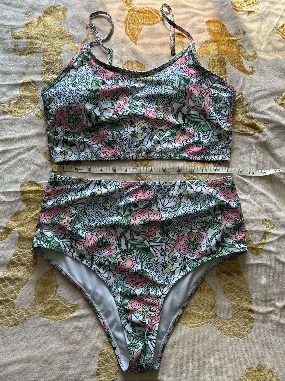 Women’s Two Piece High Waisted Bikini Bathing Suit - floral - Size Large